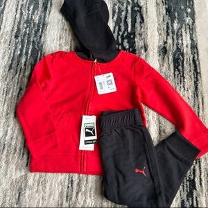 Puma Kids Toddler Boys 2 piece tracksuit Fleece Zip Up Hoodie and Jogger Set 3T